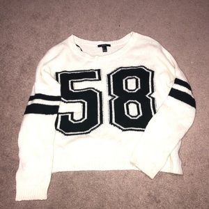 Oversized varsity crop sweater